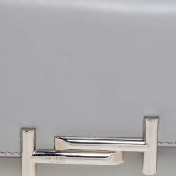 Pre Owned Tod's Grey Leather Mini Double T Shoulder Bag