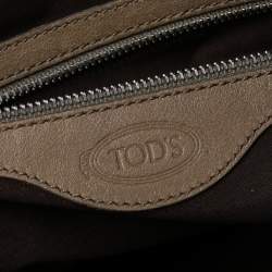 Pre Owned Tod's Khaki Beige Leather Multi Pocket Satchel