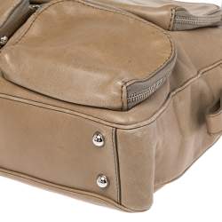 Pre Owned Tod's Khaki Beige Leather Multi Pocket Satchel