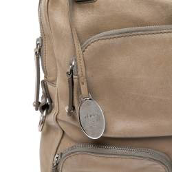 Pre Owned Tod's Khaki Beige Leather Multi Pocket Satchel