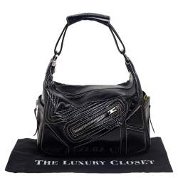 مملوكة مسبقًا Tod's Black Patent Leather Side Pocket Hobo 