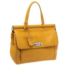 Tod's Yellow Leather Top Handle Bag
