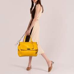 Tod's Yellow Leather Top Handle Bag