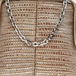 Pre Owned Tod's Metallic Brown Croc Embossed Leather Chain Clutch