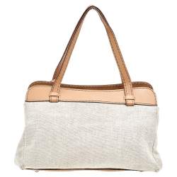 Tod's Beige/Brown Canvas And Leather Satchel