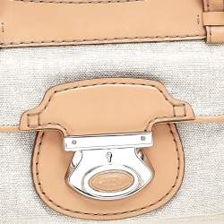Tod's Beige/Brown Canvas And Leather Satchel