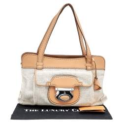 Tod's Beige/Brown Canvas And Leather Satchel