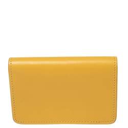 Pre Owned Tod's Yellow Leather Logo Flap Card Case