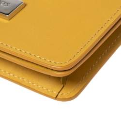 Pre Owned Tod's Yellow Leather Logo Flap Card Case