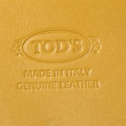 Pre Owned Tod's Yellow Leather Logo Flap Card Case