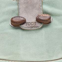 Tod's Green/Grey Suede and Lizard Hobo