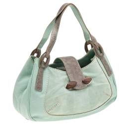 Tod's Green/Grey Suede and Lizard Hobo