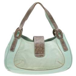 Tod's Green/Grey Suede and Lizard Hobo