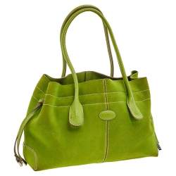 Pre Owned Tod's Green Suede D Bag Media Tote