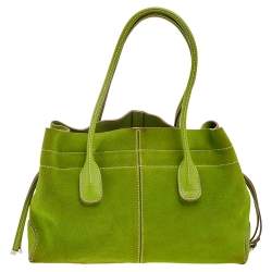 Pre Owned Tod's Green Suede D Bag Media Tote
