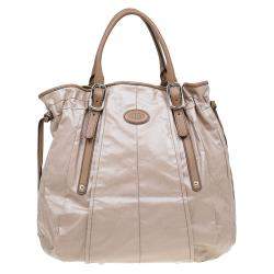 Tod's Patent Coated Canvas Bucket Bag