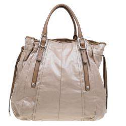Pre Owned Tod’s Metallic Beige Coated Canvas G-Bag Easy Sacca Grande Tote