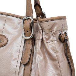 Pre Owned Tod’s Metallic Beige Coated Canvas G-Bag Easy Sacca Grande Tote