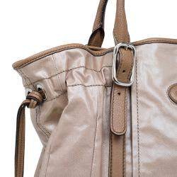 Pre Owned Tod’s Metallic Beige Coated Canvas G-Bag Easy Sacca Grande Tote