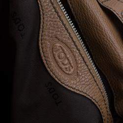 Pre Owned Tod’s Metallic Beige Coated Canvas G-Bag Easy Sacca Grande Tote