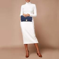 Pre Owned Tod's Blue Leather Signature Clutch