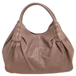 Tod's Dark Beige Leather Ivy Sacca Media Hobo
