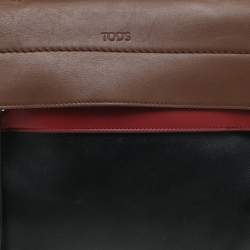 Tod's Black/Beige Leather Wave Top Handle Bag