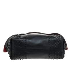 Tod's Black/Beige Leather Wave Top Handle Bag