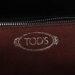 Tod's Black/Beige Leather Wave Top Handle Bag