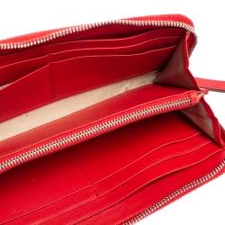 محفظة تودز كونتيننتال سحاب ملتف مزينة حرف تي مزدوج جلد أحمر