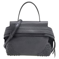 Tod's Grey Leather Wave Top Handle 