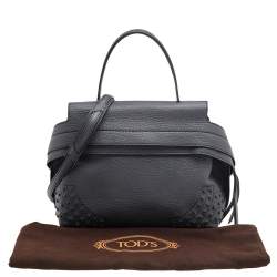 Tod's Grey Leather Wave Top Handle 