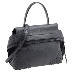 Tod's Grey Leather Wave Top Handle 