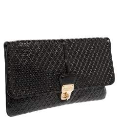 Tod's Black Patent Leather Flap Clutch