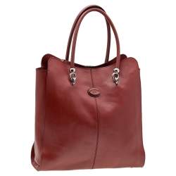 Tod's Rust Red Leather Tote