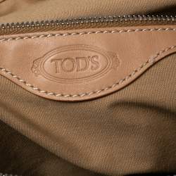 مملوكة مسبقًا Tod's Beige Leather Took Tracolla Media Hobo Bag