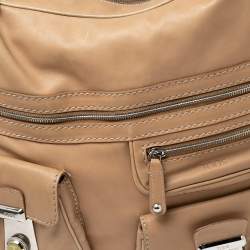 مملوكة مسبقًا Tod's Beige Leather Took Tracolla Media Hobo Bag
