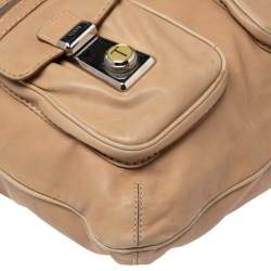 مملوكة مسبقًا Tod's Beige Leather Took Tracolla Media Hobo Bag
