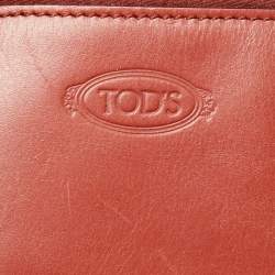 Tod's Red/White Laser Cut Leather Medium Flower Tote