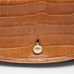 Tod's Blue/Brown Denim and Croc Embossed Leather Front Pocket Hobo
