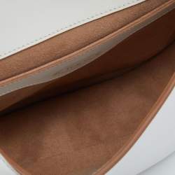 Tod's White Leather Studded Double T Saddle Bag