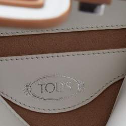 Tod's White Leather Studded Double T Saddle Bag