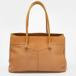 Pre Owned حقيبة يد توتس تودز موكاسينو جلد بيج متوسطة