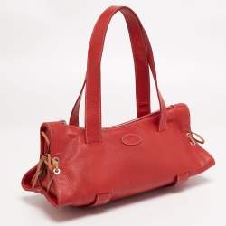 Tod's Red Leather Duffle Bag