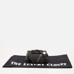Tod's Black Leather and Canvas Studded Flap Shoulder Bag