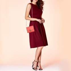 Tod's Coral Orange Signature Embossed Patent Leather Flap Shoulder Bag