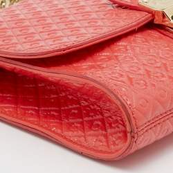 Tod's Coral Orange Signature Embossed Patent Leather Flap Shoulder Bag