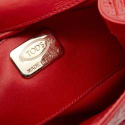 Tod's Coral Orange Signature Embossed Patent Leather Flap Shoulder Bag