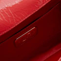 Tod's Coral Orange Signature Embossed Patent Leather Flap Shoulder Bag