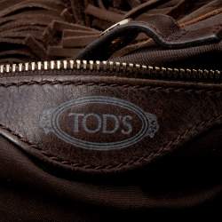 Tod's Brown Suede and Leather G-Line Frange Media Tote